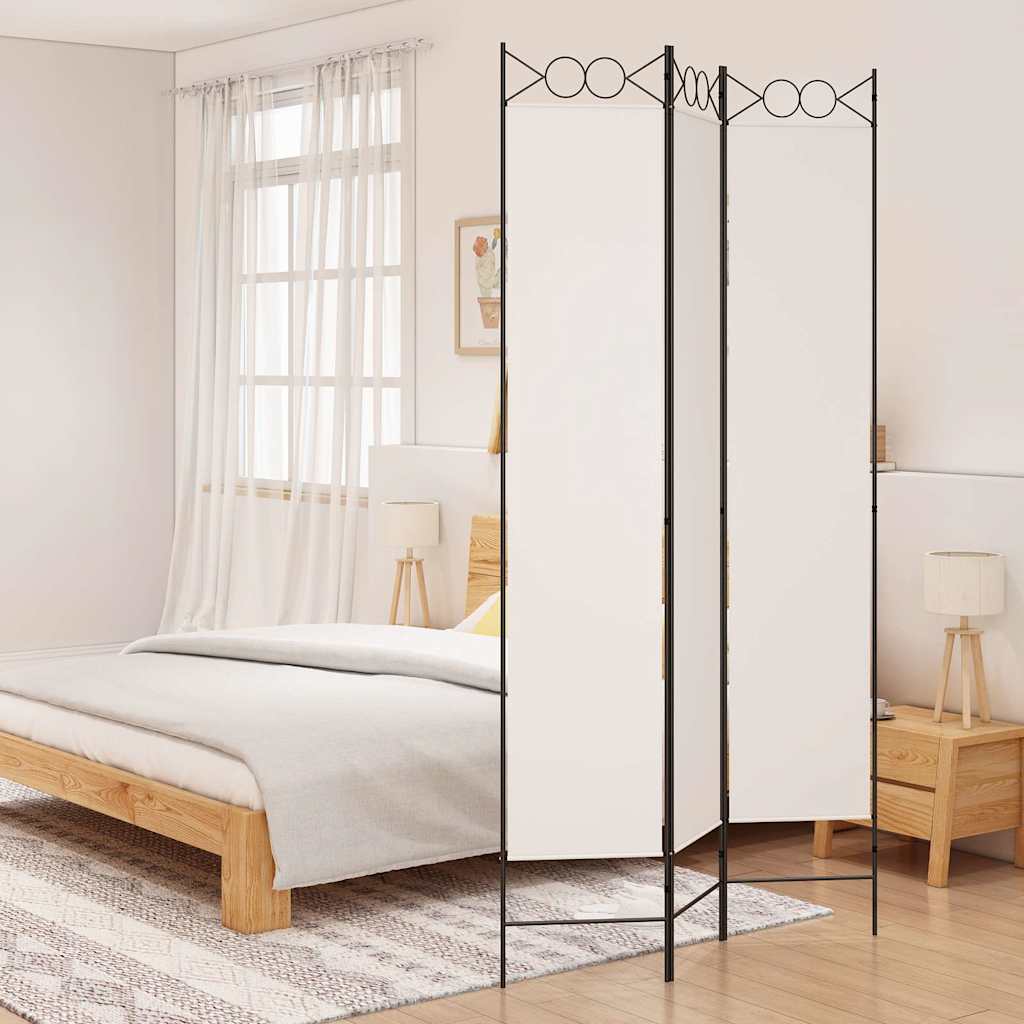 3-tlg. Paravent Weiß 120x220 cm Stoff