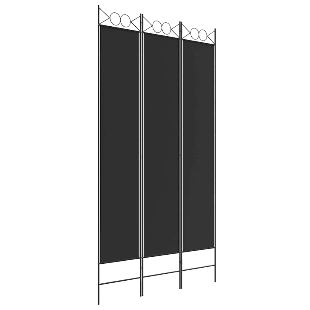 3-tlg. Paravent Schwarz 120x220 cm Stoff