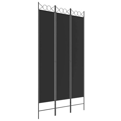 3-tlg. Paravent Schwarz 120x220 cm Stoff