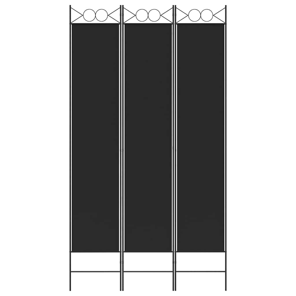 3-tlg. Paravent Schwarz 120x220 cm Stoff