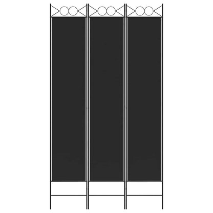 3-tlg. Paravent Schwarz 120x220 cm Stoff