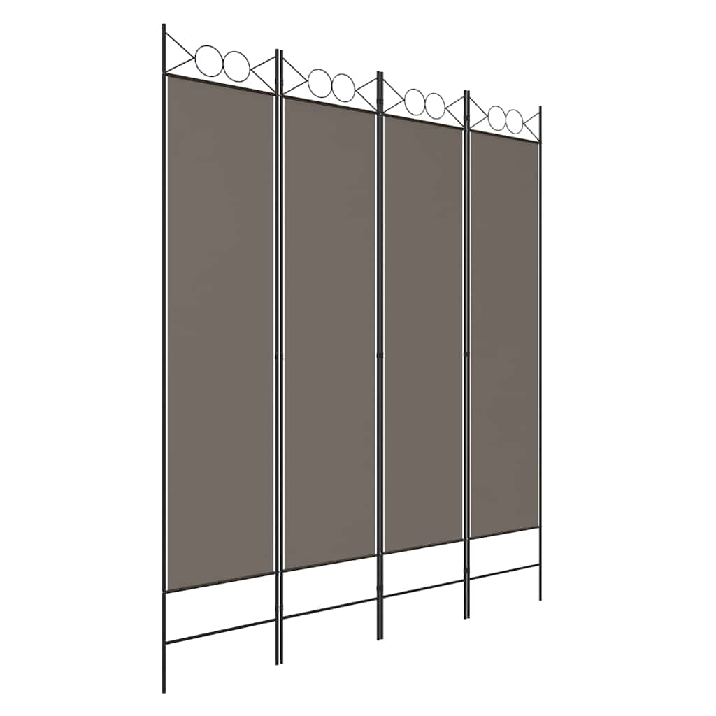 4-tlg. Paravent Anthrazit 160x220 cm Stoff