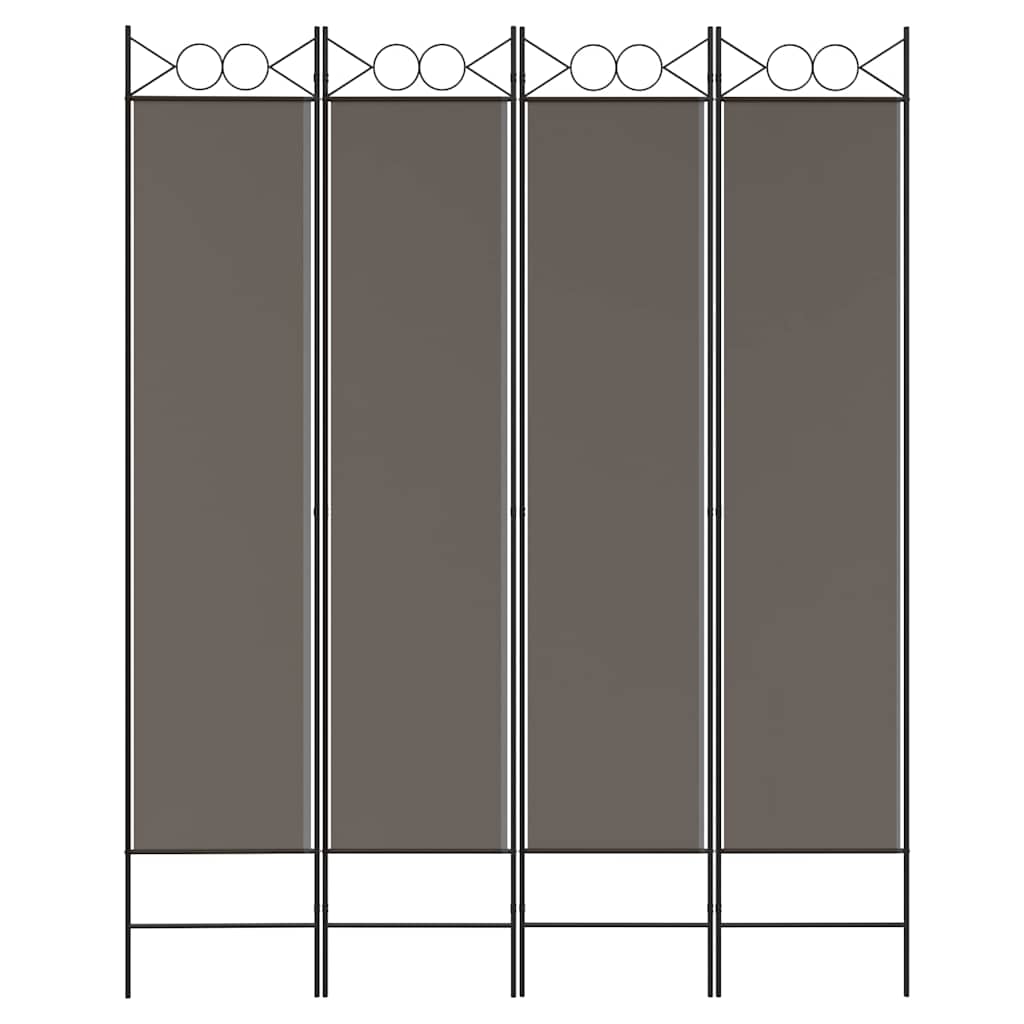 4-tlg. Paravent Anthrazit 160x220 cm Stoff