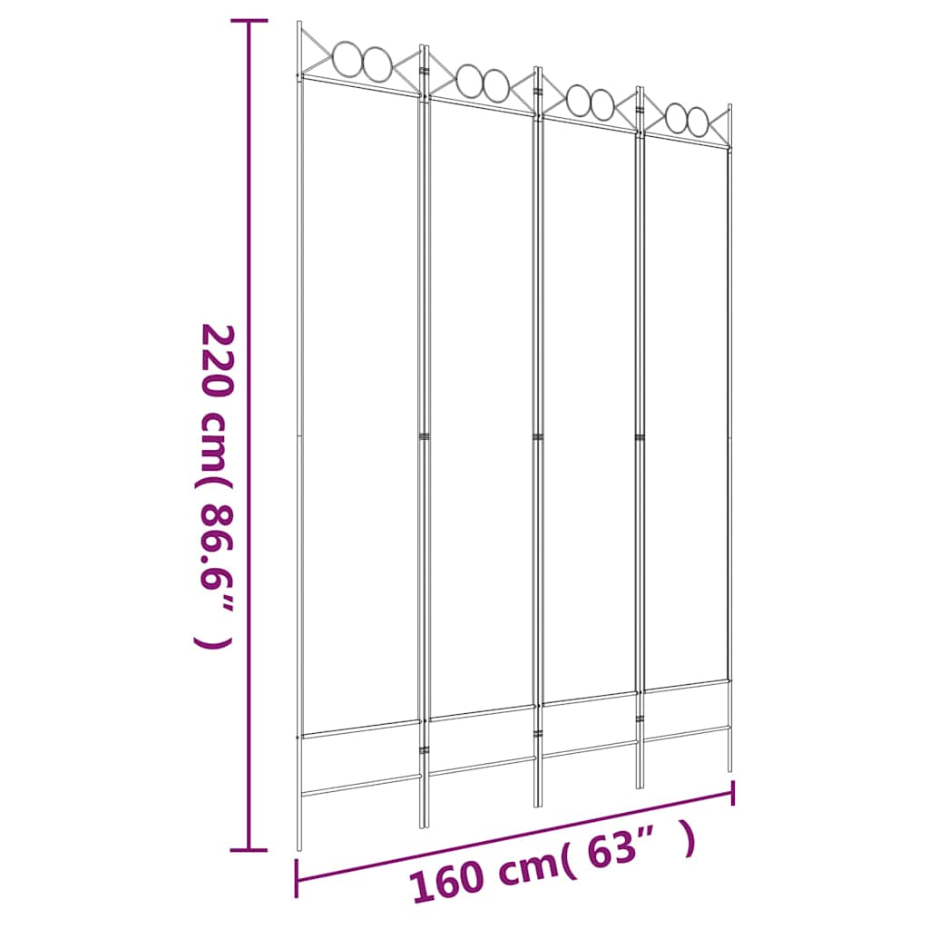 4-tlg. Paravent Anthrazit 160x220 cm Stoff