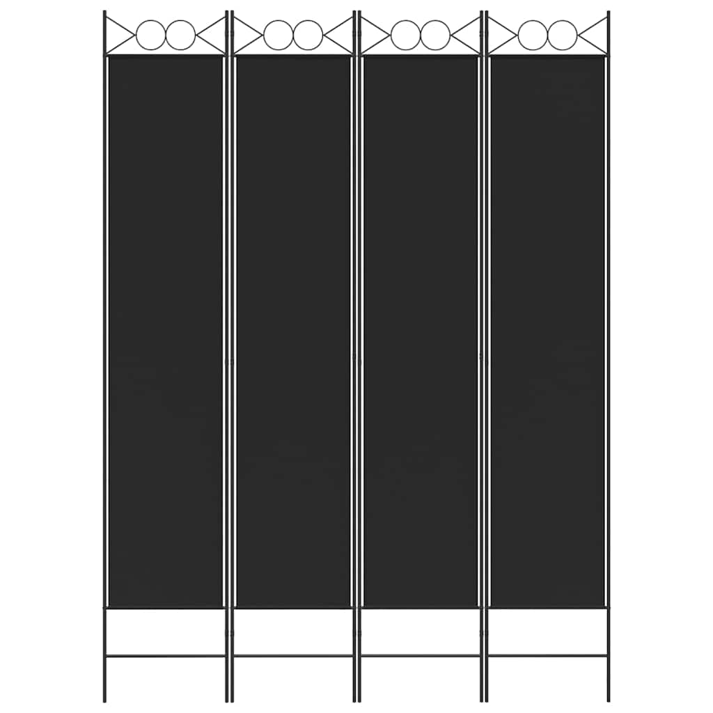 4-tlg. Paravent Schwarz 160x220 cm Stoff