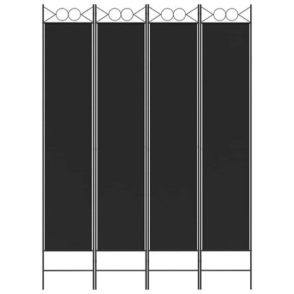 4-tlg. Paravent Schwarz 160x220 cm Stoff