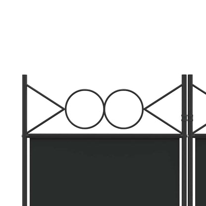 4-tlg. Paravent Schwarz 160x220 cm Stoff