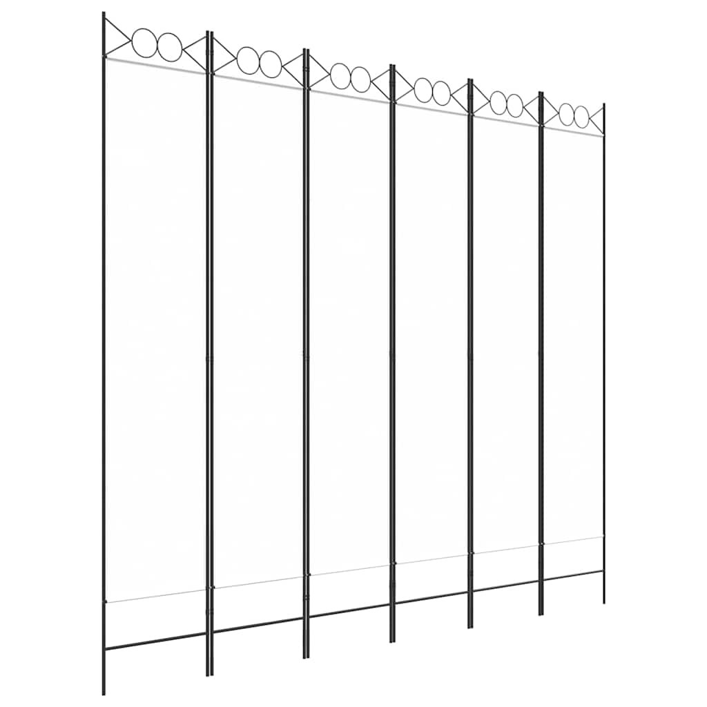 6-tlg. Paravent Weiß 240x220 cm Stoff