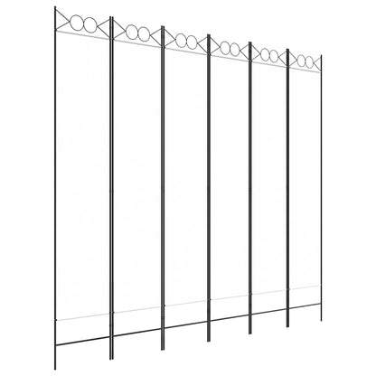 6-tlg. Paravent Weiß 240x220 cm Stoff