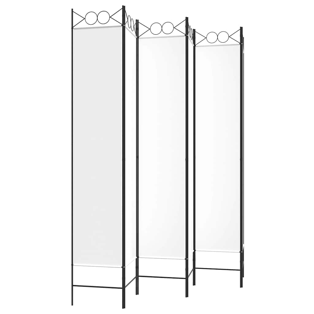 6-tlg. Paravent Weiß 240x220 cm Stoff