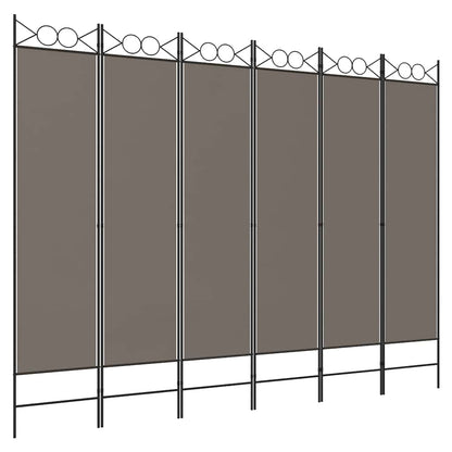 6-tlg. Paravent Anthrazit 240x220 cm Stoff
