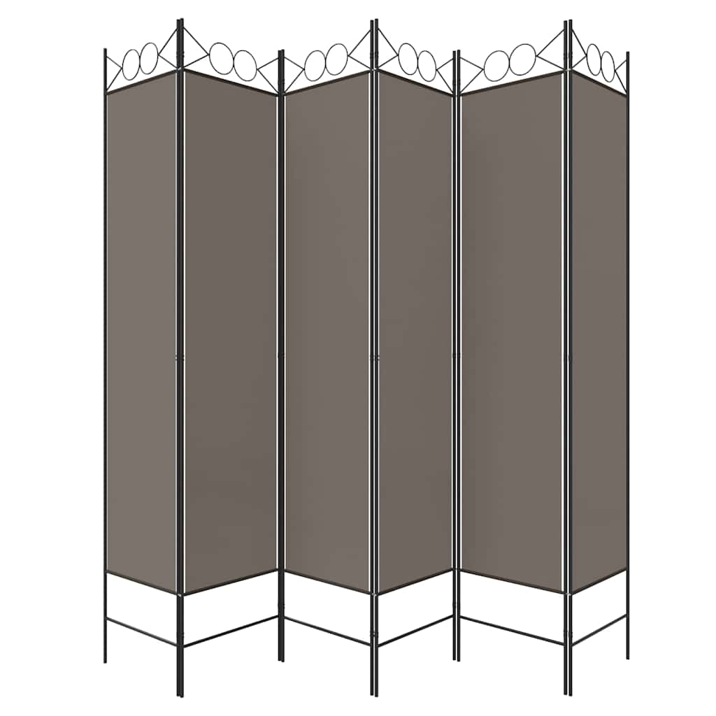 6-tlg. Paravent Anthrazit 240x220 cm Stoff