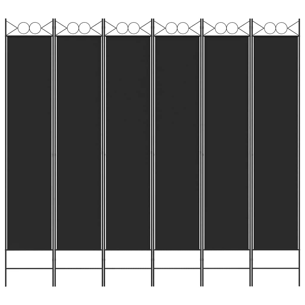 6-tlg. Paravent Schwarz 240x220 cm Stoff