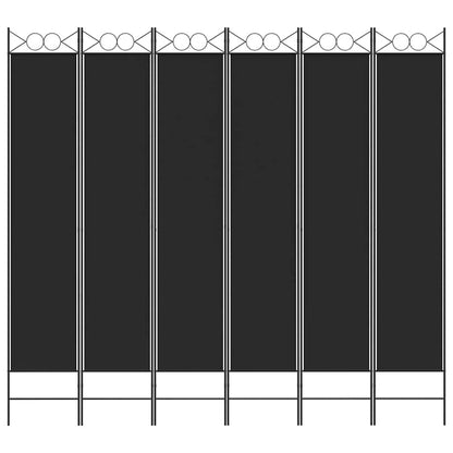 6-tlg. Paravent Schwarz 240x220 cm Stoff