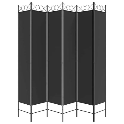 6-tlg. Paravent Schwarz 240x220 cm Stoff