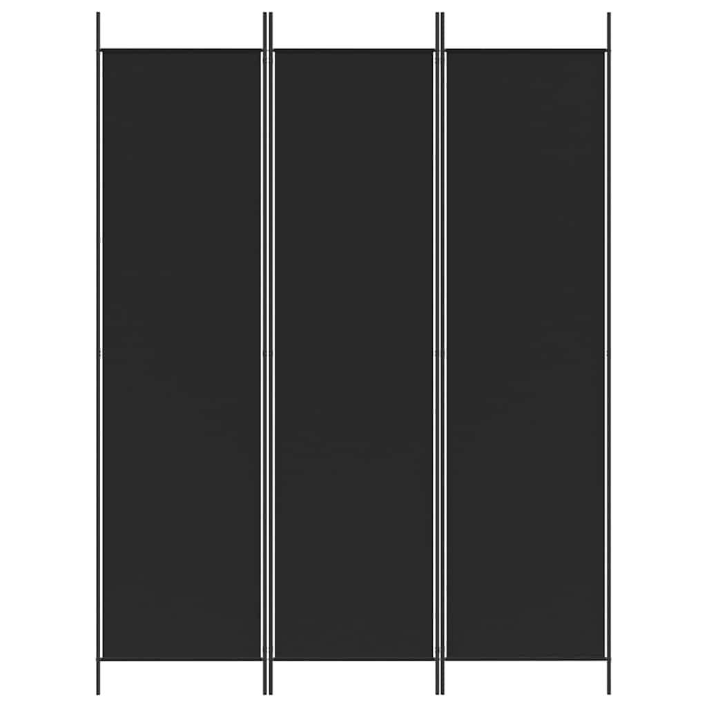 3-tlg. Paravent Schwarz 150x200 cm Stoff
