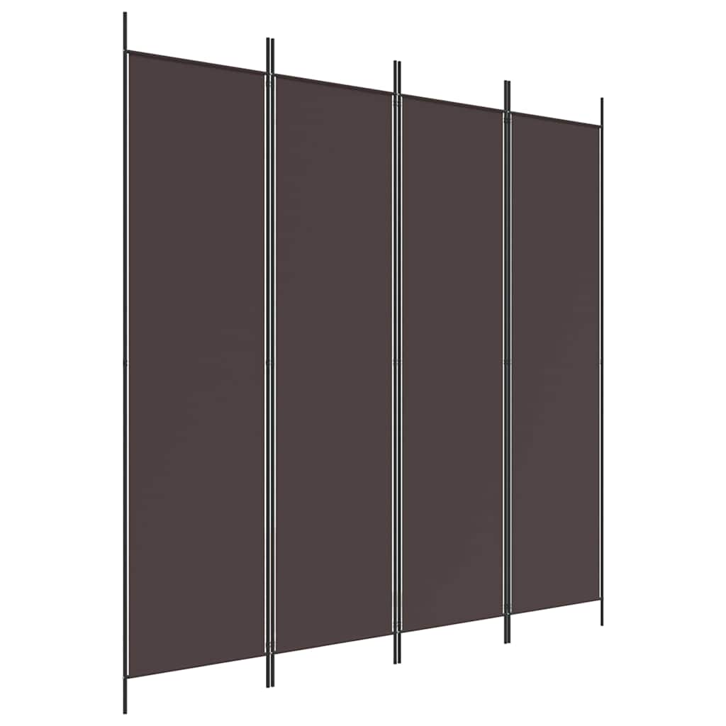 4-tlg. Paravent Braun 200x200 cm Stoff