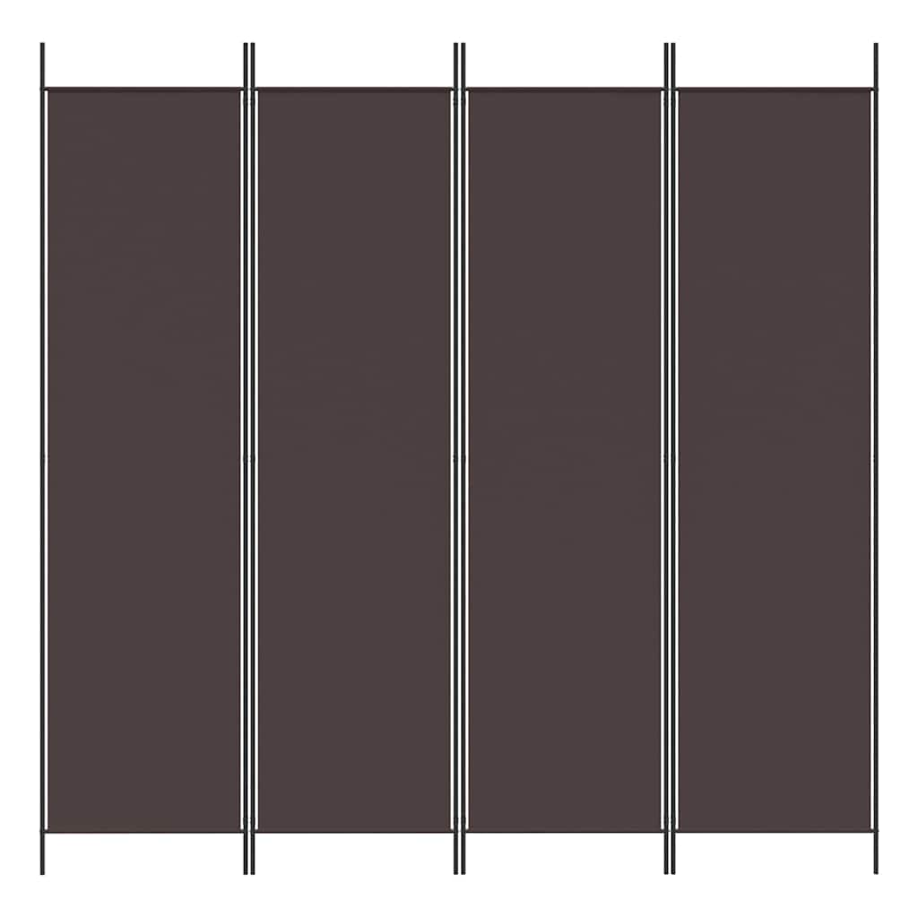 4-tlg. Paravent Braun 200x200 cm Stoff