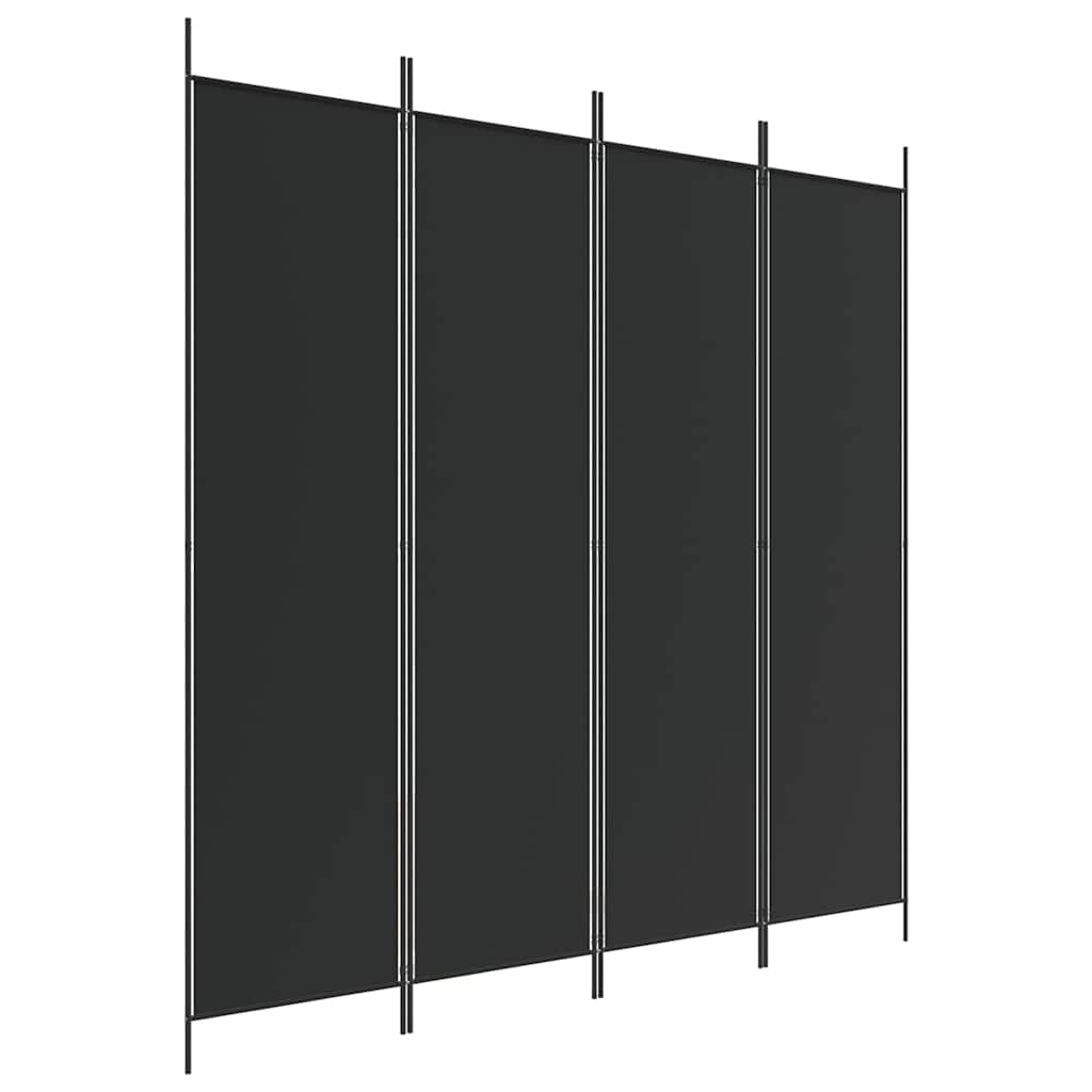 4-tlg. Paravent Schwarz 200x200 cm Stoff
