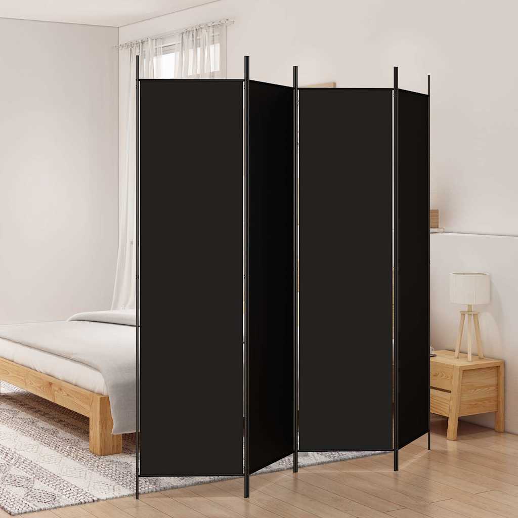 4-tlg. Paravent Schwarz 200x200 cm Stoff