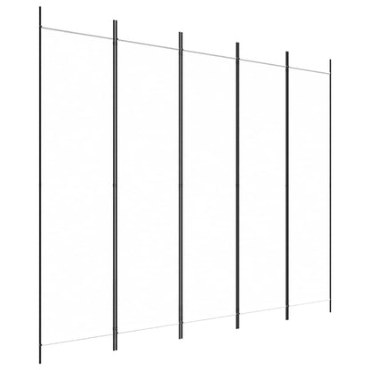 5-tlg. Paravent Weiß 250x200 cm Stoff