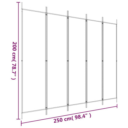 5-tlg. Paravent Weiß 250x200 cm Stoff