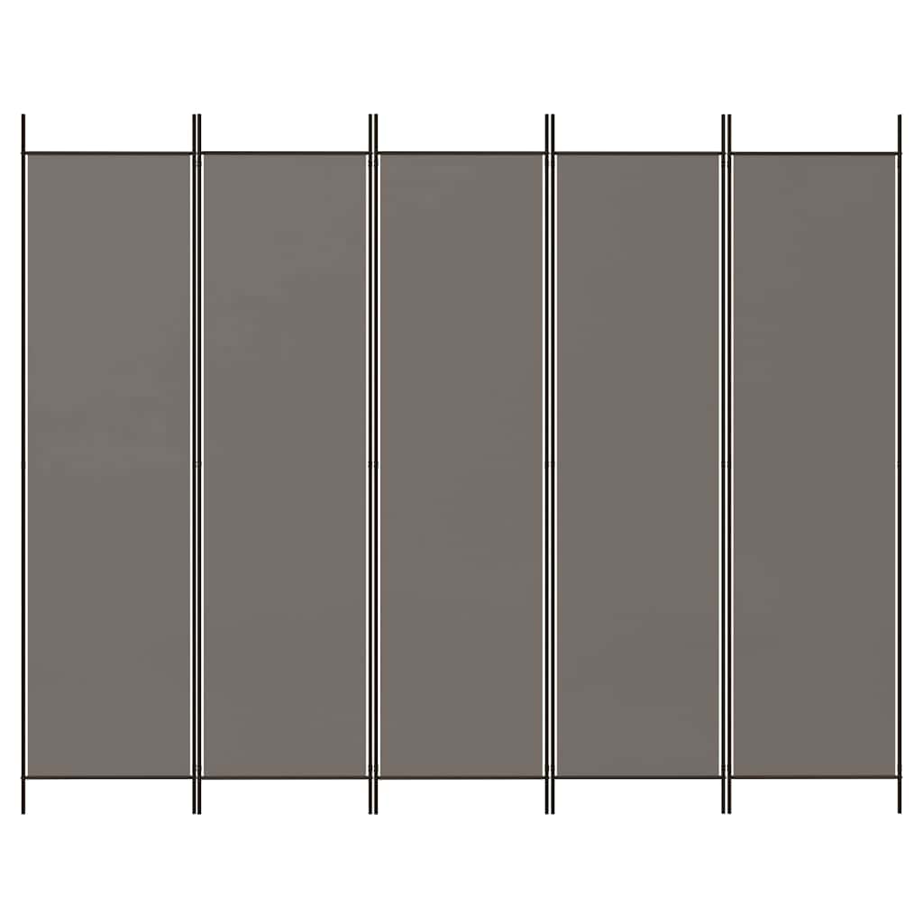 5-tlg. Paravent Anthrazit 250x200 cm Stoff