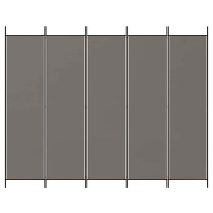 5-tlg. Paravent Anthrazit 250x200 cm Stoff