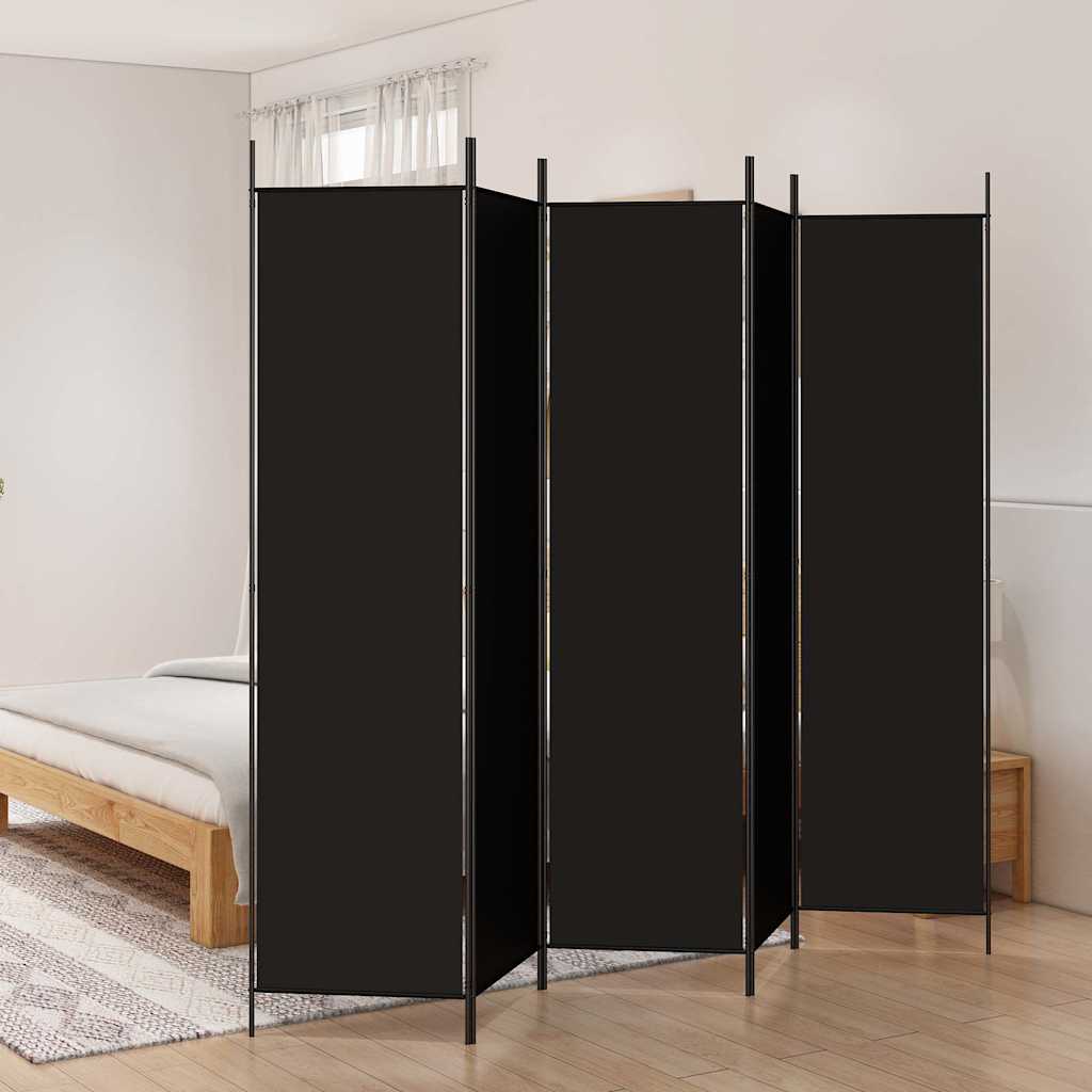5-tlg. Paravent Schwarz 250x200 cm Stoff