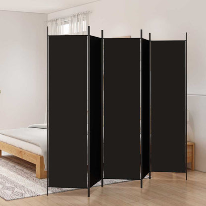 5-tlg. Paravent Schwarz 250x200 cm Stoff