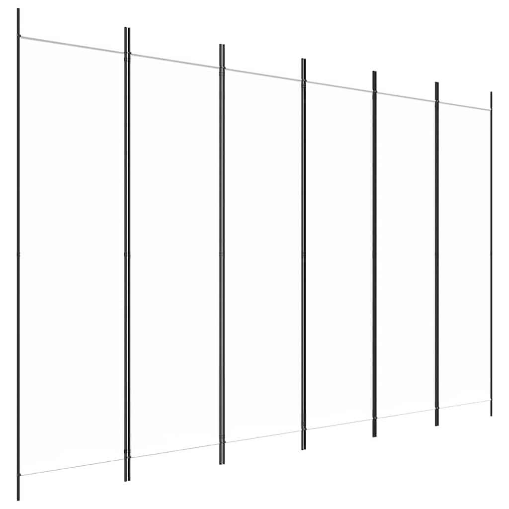 6-tlg. Paravent Weiß 300x200 cm Stoff