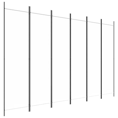 6-tlg. Paravent Weiß 300x200 cm Stoff
