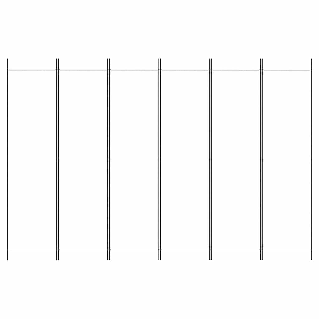 6-tlg. Paravent Weiß 300x200 cm Stoff