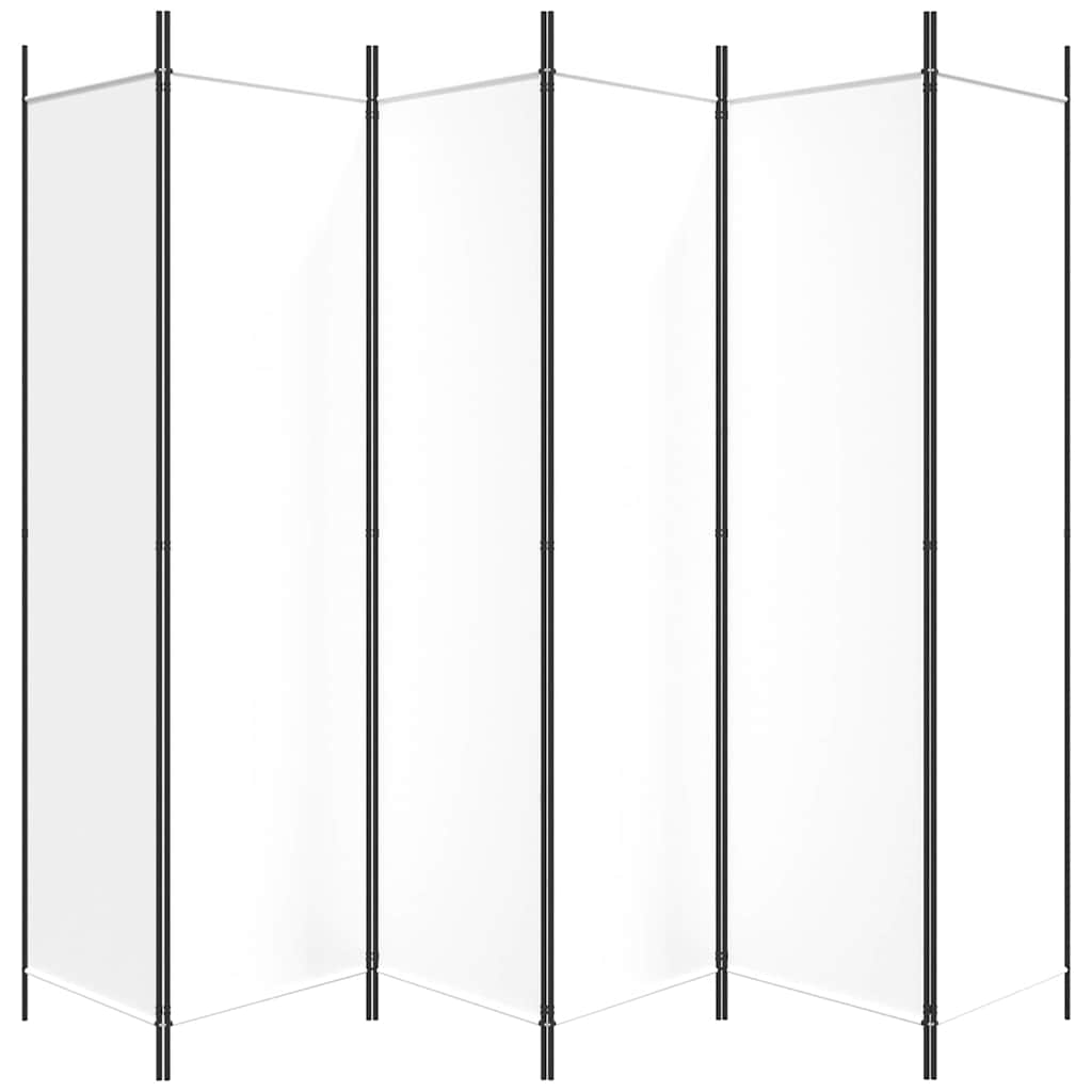 6-tlg. Paravent Weiß 300x200 cm Stoff