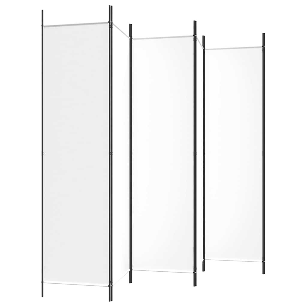 6-tlg. Paravent Weiß 300x200 cm Stoff