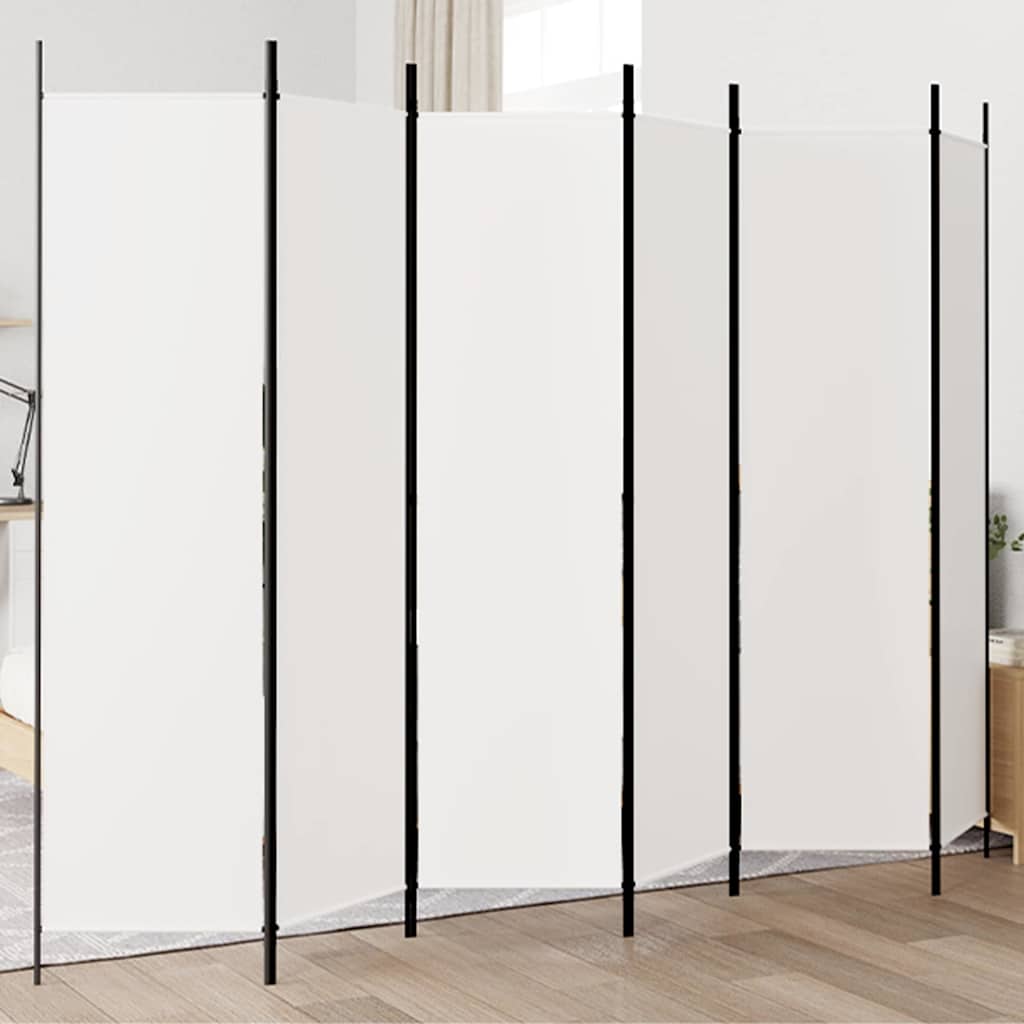 6-tlg. Paravent Weiß 300x200 cm Stoff