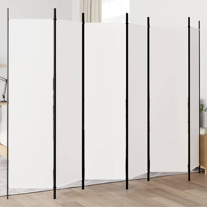 6-tlg. Paravent Weiß 300x200 cm Stoff