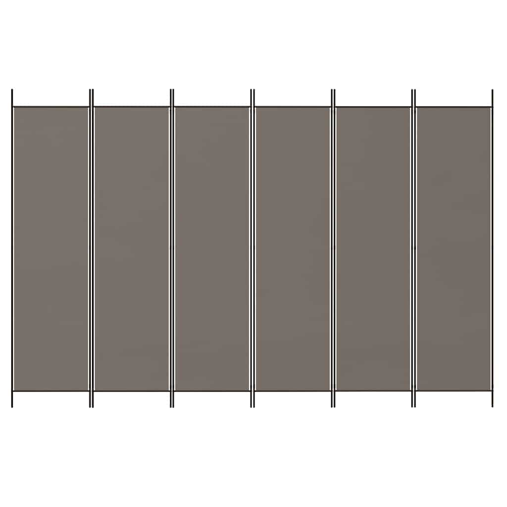 6-tlg. Paravent Anthrazit 300x200 cm Stoff