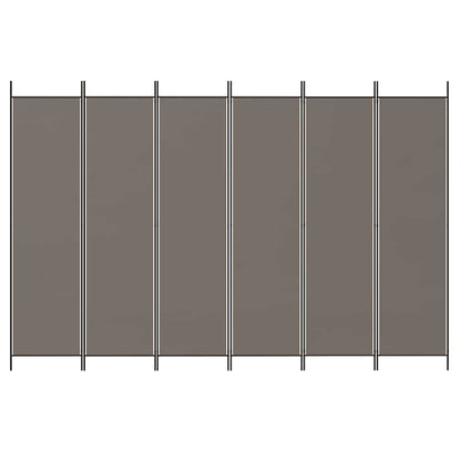 6-tlg. Paravent Anthrazit 300x200 cm Stoff