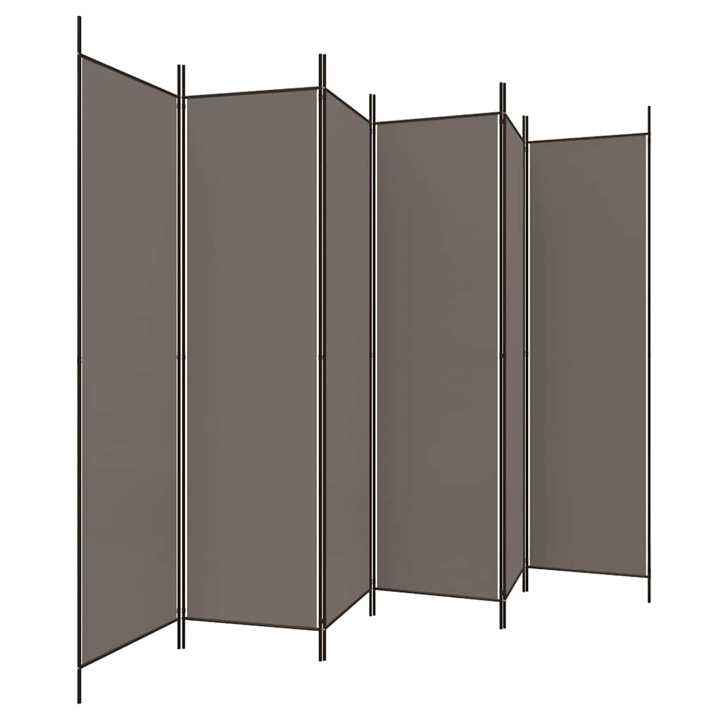 6-tlg. Paravent Anthrazit 300x200 cm Stoff