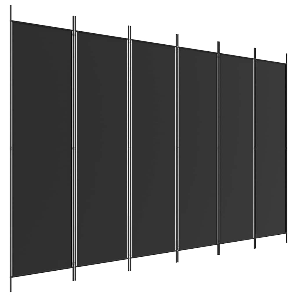 6-tlg. Paravent Schwarz 300x200 cm Stoff