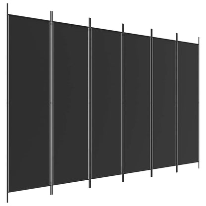 6-tlg. Paravent Schwarz 300x200 cm Stoff