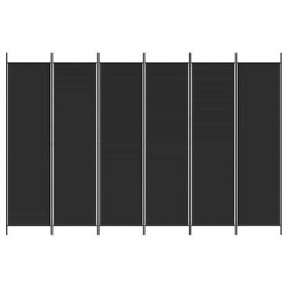 6-tlg. Paravent Schwarz 300x200 cm Stoff