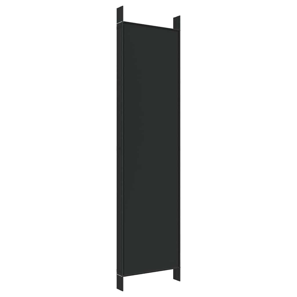 6-tlg. Paravent Schwarz 300x200 cm Stoff