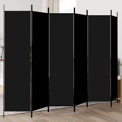 6-tlg. Paravent Schwarz 300x200 cm Stoff