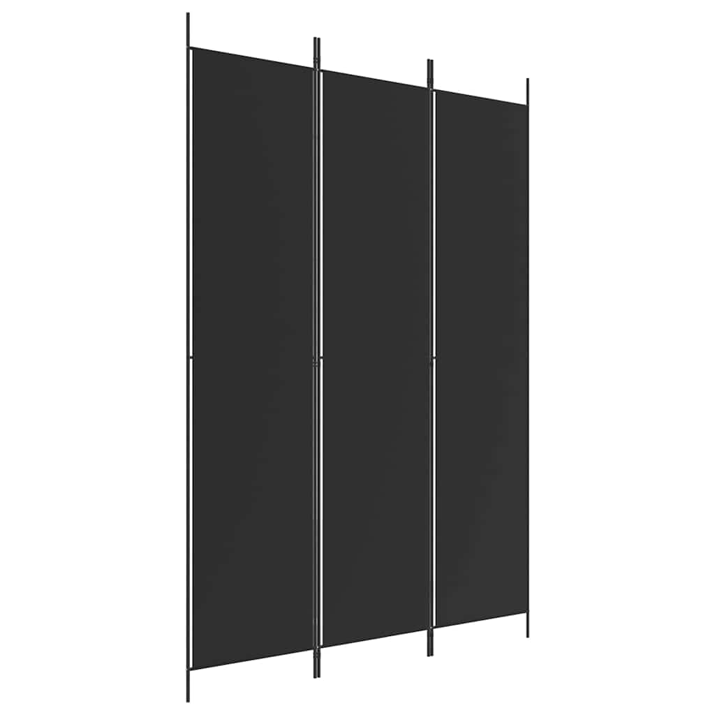3-tlg. Paravent Schwarz 150x220 cm Stoff