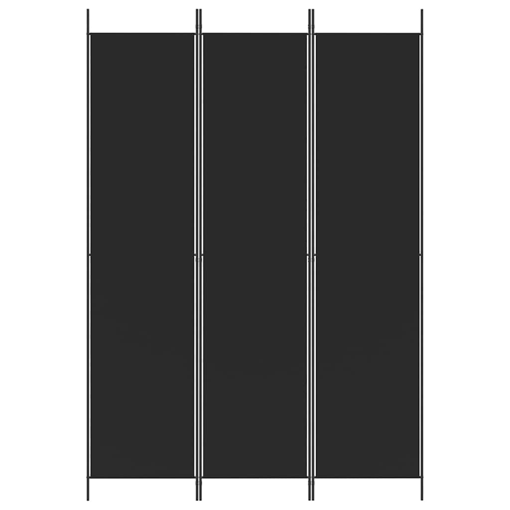 3-tlg. Paravent Schwarz 150x220 cm Stoff