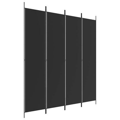 4-tlg. Paravent Schwarz 200x220 cm Stoff