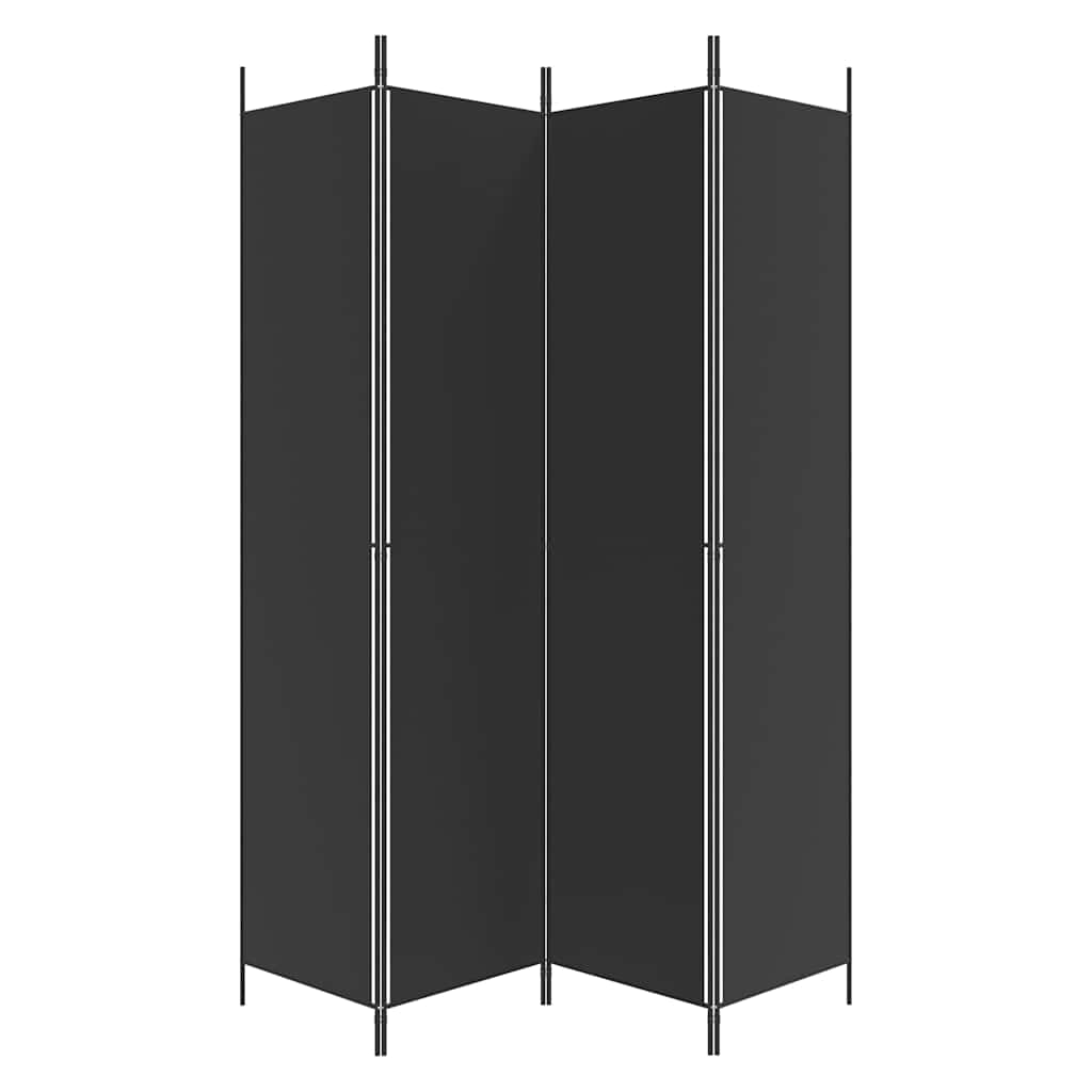 4-tlg. Paravent Schwarz 200x220 cm Stoff