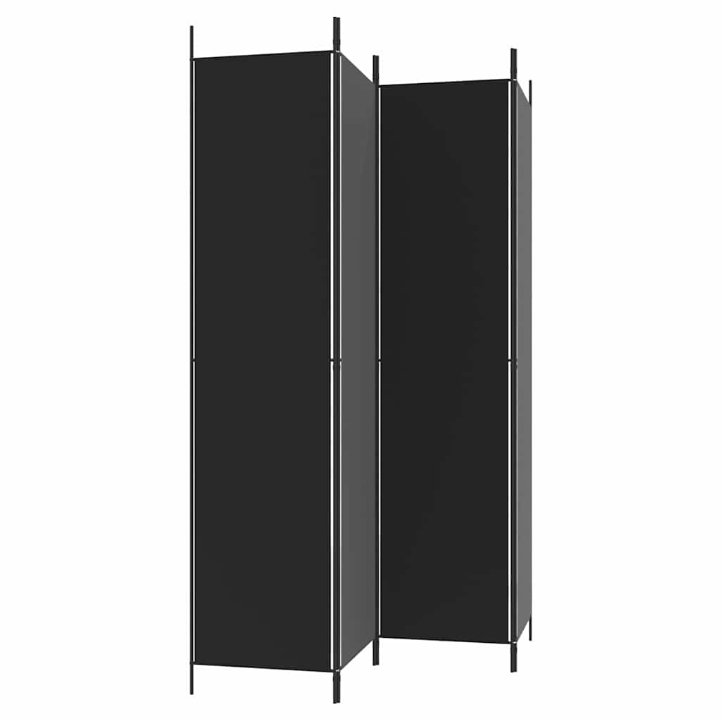 4-tlg. Paravent Schwarz 200x220 cm Stoff